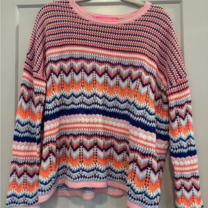 Lilly Pulitzer Vibrant Pink and Orange Crew Neck Sweater